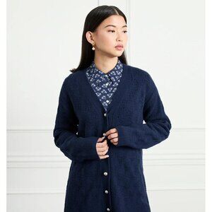 Hill House‎ Womens The Grandpa Cardigan Simple Sweater Navy Merino Wool Large